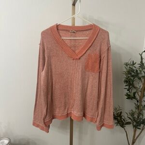 POL Coral Knit V-Neck Sweater